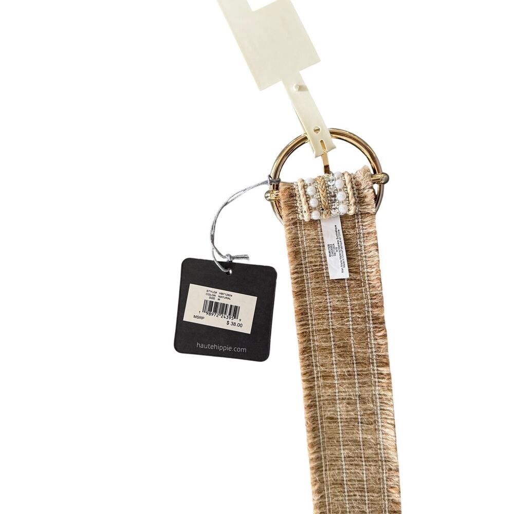 NWT Haute Hippie Style Boho Pearl & Sequin Woven Belt - Size M - Picture 12 of 16